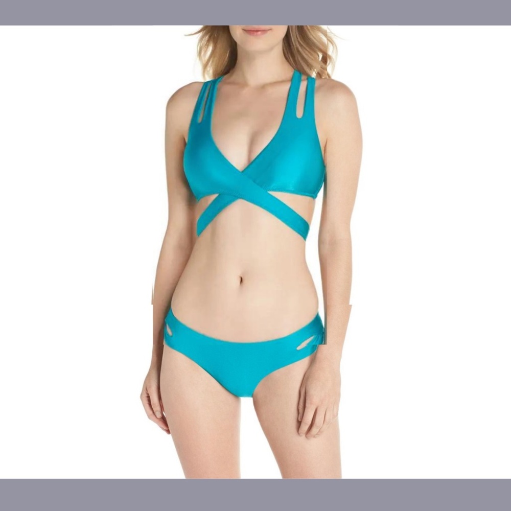 NEW‎ 2PC SET Becca Shimmer Wrap Top [ Small ] + Keyhole Bikini Bottom [ Medium ]